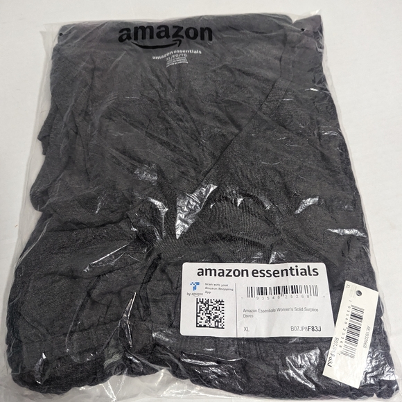 Amazon Essentials Gray Solid Surplice Mini Above Knee Dress Women's Size XL NWT - Picture 4 of 6